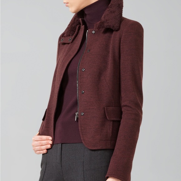 AKRIS PUNTO maroon wool jacket with lambskin collar size 8 - Picture 4 of 14
